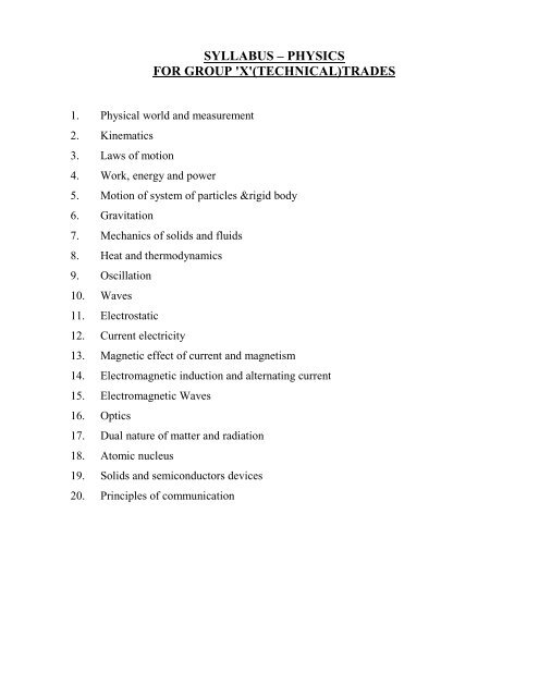 Group X: Science (For Candidates with a Science Background)